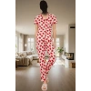 Evde Rahatlık İçin Pamuk Polyester Örme Pijama Takımı Çilek Desenli Konforlu Kesim