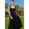 Feminen A Kesim Midi Abiye Elbise Polyester Elastan Dokuma Kumaştan Günlük Kullanım İçin