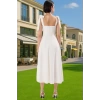 Feminen A Kesim Midi Abiye Elbise Polyester Elastan Dokuma Kumaştan Günlük Kullanım İçin