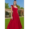 Feminen A Kesim Midi Abiye Elbise Polyester Elastan Dokuma Kumaştan Günlük Kullanım İçin