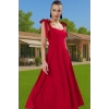 Feminen A Kesim Midi Abiye Elbise Polyester Elastan Dokuma Kumaştan Günlük Kullanım İçin