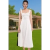 Feminen A Kesim Midi Abiye Elbise Polyester Elastan Dokuma Kumaştan Günlük Kullanım İçin
