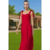 Feminen A Kesim Midi Abiye Elbise Polyester Elastan Dokuma Kumaştan Günlük Kullanım İçin