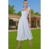 Feminen A Kesim Midi Abiye Elbise Polyester Elastan Dokuma Kumaştan Günlük Kullanım İçin