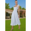 Feminen A Kesim Midi Abiye Elbise Polyester Elastan Dokuma Kumaştan Günlük Kullanım İçin