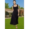 Feminen A Kesim Midi Abiye Elbise Polyester Elastan Dokuma Kumaştan Günlük Kullanım İçin