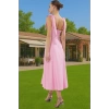 Feminen A Kesim Midi Abiye Elbise Polyester Elastan Dokuma Kumaştan Günlük Kullanım İçin
