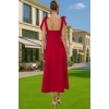 Feminen A Kesim Midi Abiye Elbise Polyester Elastan Dokuma Kumaştan Günlük Kullanım İçin