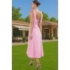 Feminen A Kesim Midi Abiye Elbise Polyester Elastan Dokuma Kumaştan Günlük Kullanım İçin