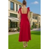 Feminen A Kesim Midi Abiye Elbise Polyester Elastan Dokuma Kumaştan Günlük Kullanım İçin