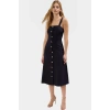 Feminen A Kesim Midi Elbise 87% Polyester 13% Elastan Dokuma Kumaş Özel Tasarım Konforlu