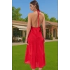 Feminen A Line Maxi Elbise Pamuk Viskoz Crinkle Dokuma Yazlık Özenle Seçilmiş Premium Kalite