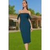Feminen Leopar Desenli Bodycon Abiye Elbise Polyester Midi Boy Yazlık Günlük Kullanım İçin
