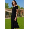 Feminen Midi Boy Polyester Örme Elbise Zarifane Tasarım Günlük Kullanım İçin Rahat Kullanım