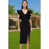 Feminen V Yaka Midi Boy Astarlı Abiye Elbise Rahat Ve Şık Özenle Seçilmiş Uzun Ömürlü Trend Tasarım