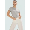 Fitted Bisiklet Yaka Kısa Kollu Örme Bluz Rahat Günlük Stil Modern Konforlu Kesim