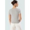 Fitted Bisiklet Yaka Kısa Kollu Örme Bluz Rahat Günlük Stil Modern Konforlu Kesim