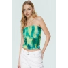 Fitted Bluz Astarlı Straplez Tül Örme Soyut Desen Zarifane Tasarım Özel