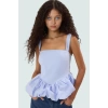 Fitted Bluz Kolsuz Kare Yaka Dacron Dokuma Yazlık Zarifane Tasarım Kaliteli İşçilik