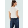 Fitted Crop Bluz Örme Kumaş Kare Yaka Dantel Detay Kaliteli İşçilik Özenle Seçilmiş