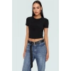 Fitted Crop Bluz Örme Kumaş Rahat Günlük Yazlık Konforlu Kesim Zarifane Tasarım