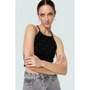 Fitted Crop Bluz Renk Pamuklu Kaşkorse Örme Kumaş Özenle Seçilmiş Premium Kalite