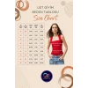 Fitted Crop Bluz Renk Pamuklu Kaşkorse Örme Kumaş Özenle Seçilmiş Premium Kalite