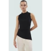 Fitted Dik Yaka Bluz Polyester Örme Kumaş Asimetrik Kısa Kollu Özenle Seçilmiş