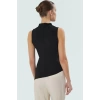 Fitted Dik Yaka Bluz Polyester Örme Kumaş Asimetrik Kısa Kollu Özenle Seçilmiş