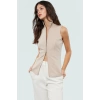 Fitted Dik Yaka Fermuarlı Yazlık Örme Bluz Modern Stil Seçkin Malzeme Zarifane Tasarım