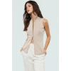 Fitted Dik Yaka Fermuarlı Yazlık Örme Bluz Modern Stil Seçkin Malzeme Zarifane Tasarım