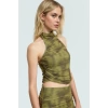 Fitted Halter Yaka Tül Bluz Crop Polyester Yazlık Dayanıklı Malzeme Özel Tasarım