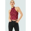 Fitted Halter Yaka Tül Bluz Crop Polyester Yazlık Dayanıklı Malzeme Özel Tasarım