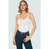 Fitted Kalıp Viskoz Triko Büstiyer Bluz Kolsuz Kalp Yaka Tasarım Uzun Ömürlü Kaliteli İşçilik