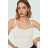 Fitted Kalıp Viskoz Triko Büstiyer Bluz Kolsuz Kalp Yaka Tasarım Uzun Ömürlü Kaliteli İşçilik