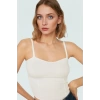 Fitted Kalıp Viskoz Triko Büstiyer Bluz Kolsuz Kalp Yaka Tasarım Uzun Ömürlü Kaliteli İşçilik