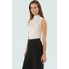 Fitted Kolsuz Bluz Dik Yaka Örme Kumaş Yazlık Günlük Konforlu Kesim Rahat Kullanım