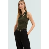 Fitted Kolsuz Örme Bluz Asimetrik Yaka Günlük Stil Profesyonel Görünüm Modern Şık