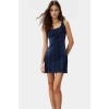 Fitted Mini Denim Elbise Bisiklet Yaka Comfort Kumaş Günlük Şıklık Şık Görünüm Konforlu Kesim
