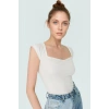 Fitted Örme Bluz Kalp Yaka Yazlık Günlük Premium Kalite Kullanım İçin Modern Stil