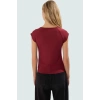 Fitted Örme Bluz Kalp Yaka Yazlık Günlük Premium Kalite Kullanım İçin Modern Stil