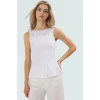 Fitted Peplum Bluz Kolsuz Bisiklet Yaka Örme Yazlık Seçkin Malzeme Yüksek Kalite