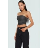 Fitted Straplez Crop Bluz Esnek Örme Kumaş Günlük Stil Özel Tasarım Konforlu Kesim Mükemmel Uyum
