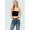 Fitted Straplez Yaka Crop Örme Bluz Rahat Günlük Stil Dayanıklı Malzeme Seçkin