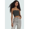 Fitted Straplez Yaka Crop Örme Bluz Rahat Günlük Stil Dayanıklı Malzeme Seçkin