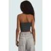 Fitted Straplez Yaka Crop Örme Bluz Rahat Günlük Stil Dayanıklı Malzeme Seçkin