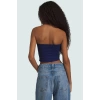 Fitted Straplez Yaka Crop Örme Bluz Rahat Günlük Stil Dayanıklı Malzeme Seçkin