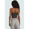 Fitted Straplez Yaka Crop Örme Bluz Rahat Günlük Stil Dayanıklı Malzeme Seçkin
