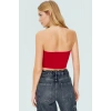 Fitted Straplez Yaka Crop Örme Bluz Rahat Günlük Stil Dayanıklı Malzeme Seçkin
