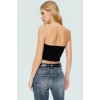 Fitted Straplez Yaka Crop Örme Bluz Rahat Günlük Stil Dayanıklı Malzeme Seçkin